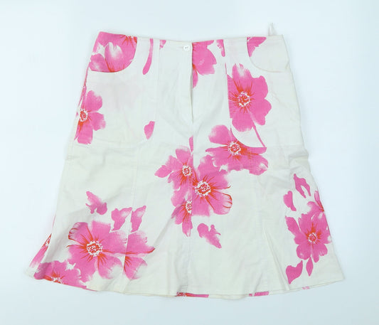 Andante Womens White Floral  Flare Skirt Size 12