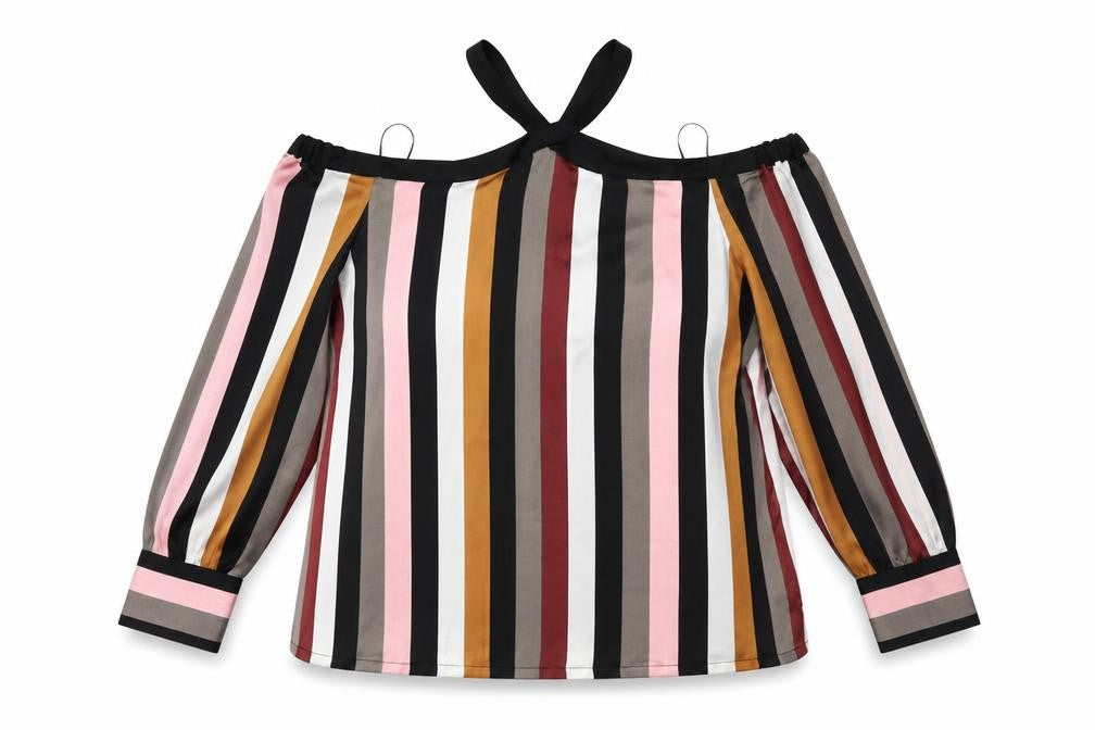 LOFT Womens Multicoloured Striped Satin Basic Blouse Size M