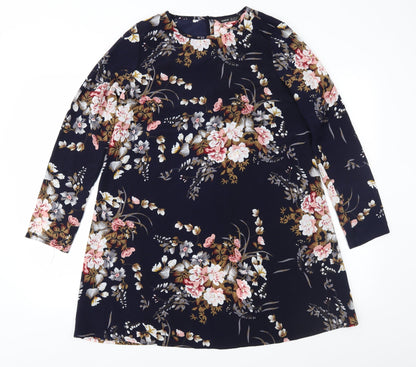 SHEIN Womens Blue Floral  A-Line  Size 8