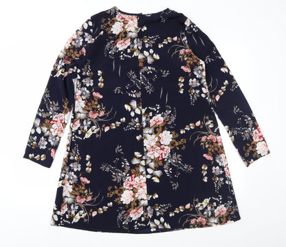 SHEIN Womens Blue Floral  A-Line  Size 8