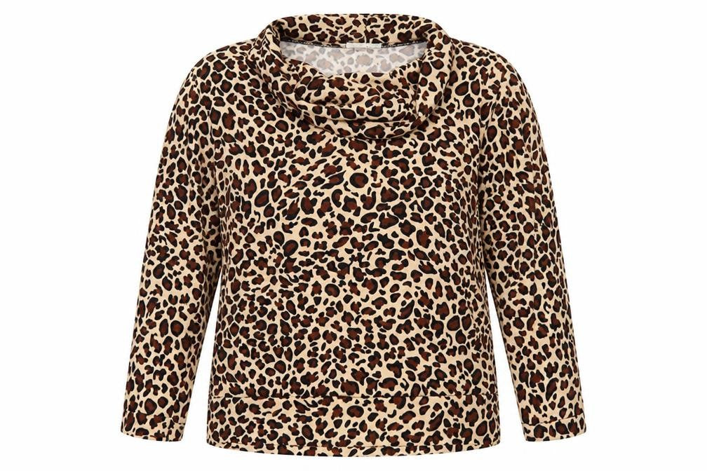 Annabelle Womens Brown Animal Print  Basic Blouse Size L
