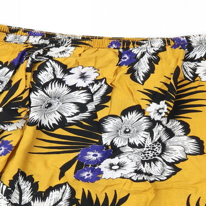 Preloved Papaya Womens Yellow Floral  Basic Blouse Size 12 - Detail