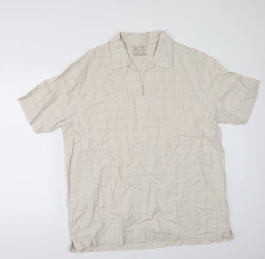 Cherokee Mens Beige Check   Button-Up Size XL