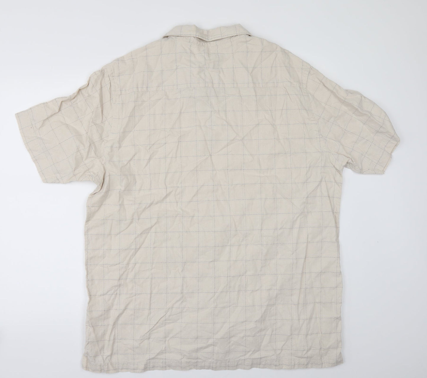 Cherokee Mens Beige Check   Button-Up Size XL