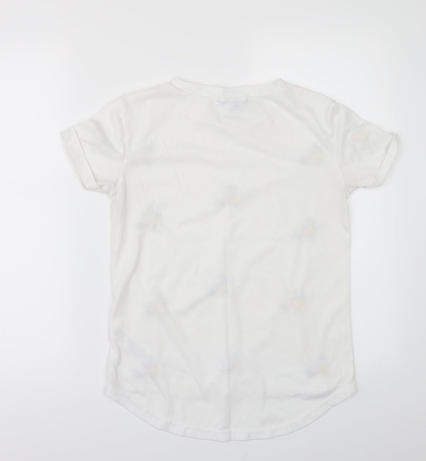 CAMEO ROSE Womens White Floral  Basic T-Shirt Size 6