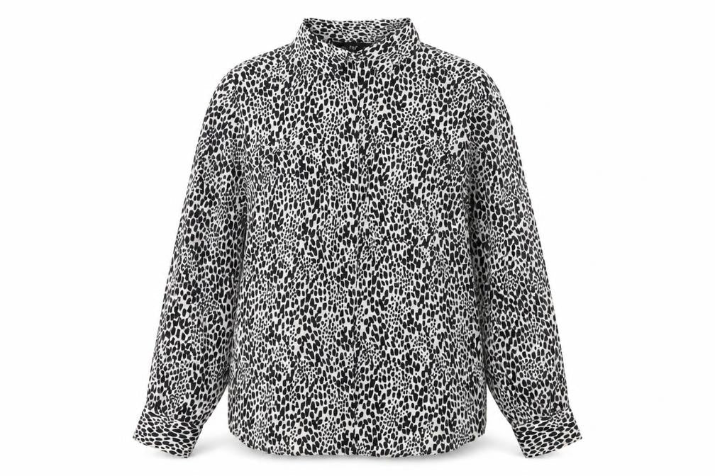F&F Womens White Animal Print  Tunic Button-Up Size 8
