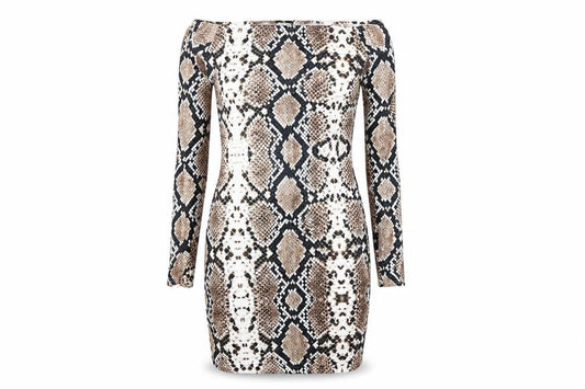 PRETTYLITTLETHING Womens Brown Animal Print  Bodycon  Size 10