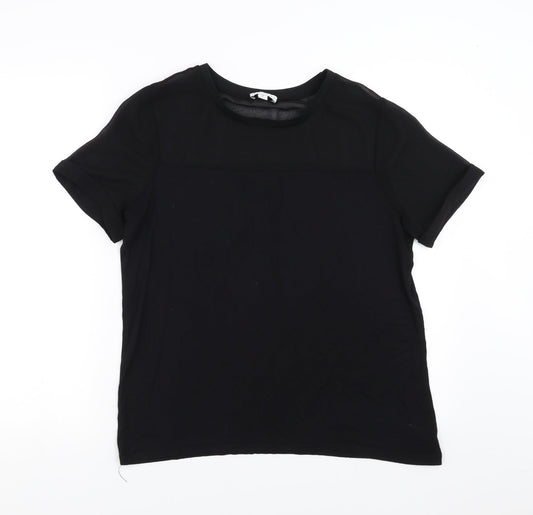 Warehouse Womens Black   Basic Blouse Size 12  - sheer detail