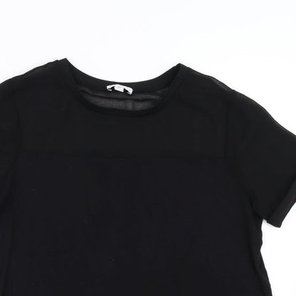 Warehouse Womens Black   Basic Blouse Size 12  - sheer detail