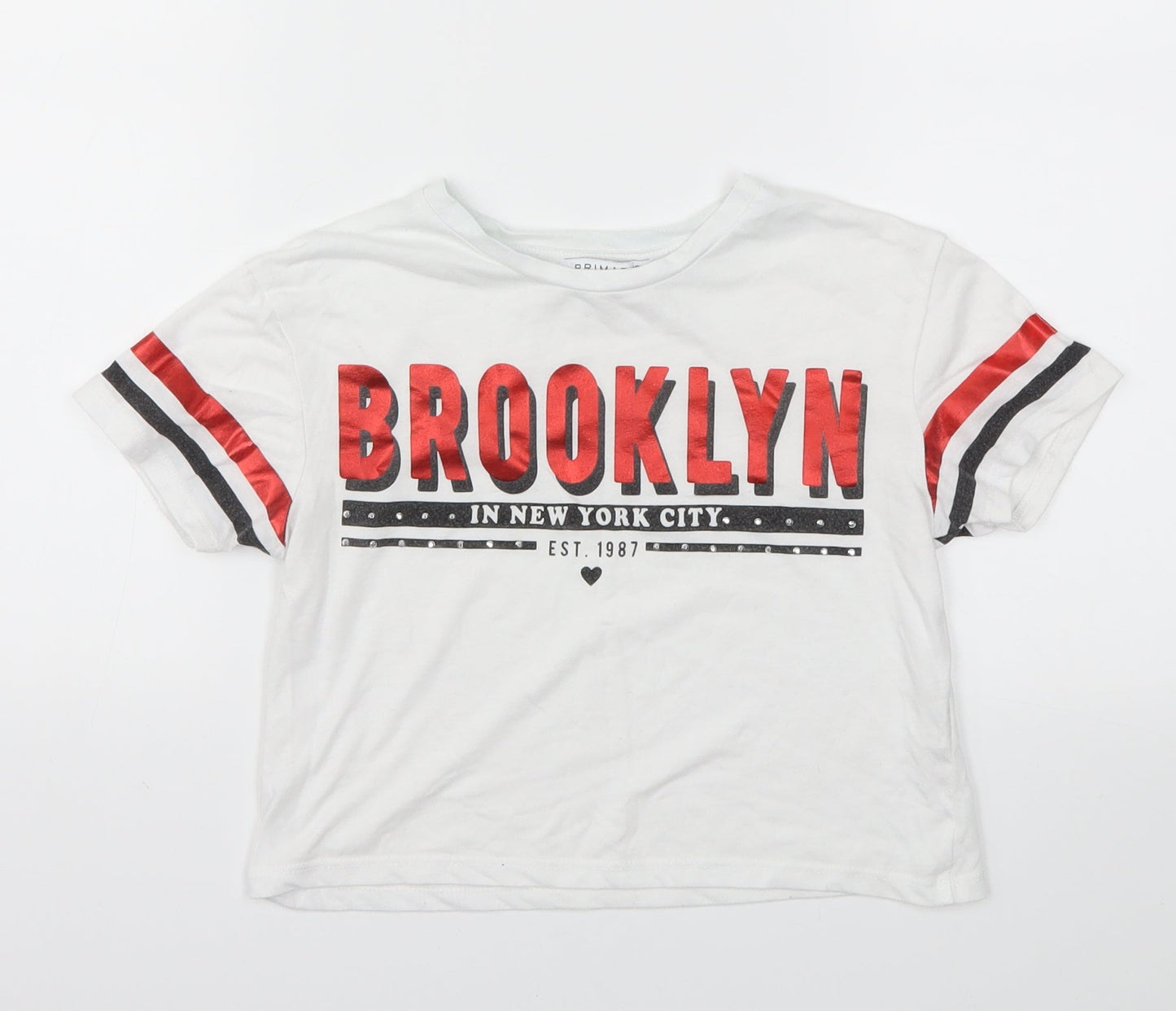 Primark Girls White   Basic T-Shirt Size 7-8 Years