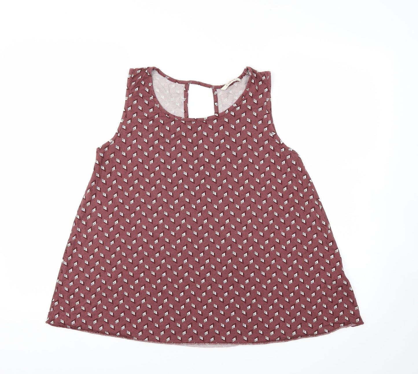 Camaieu Womens Brown Argyle/Diamond  Basic T-Shirt Size M