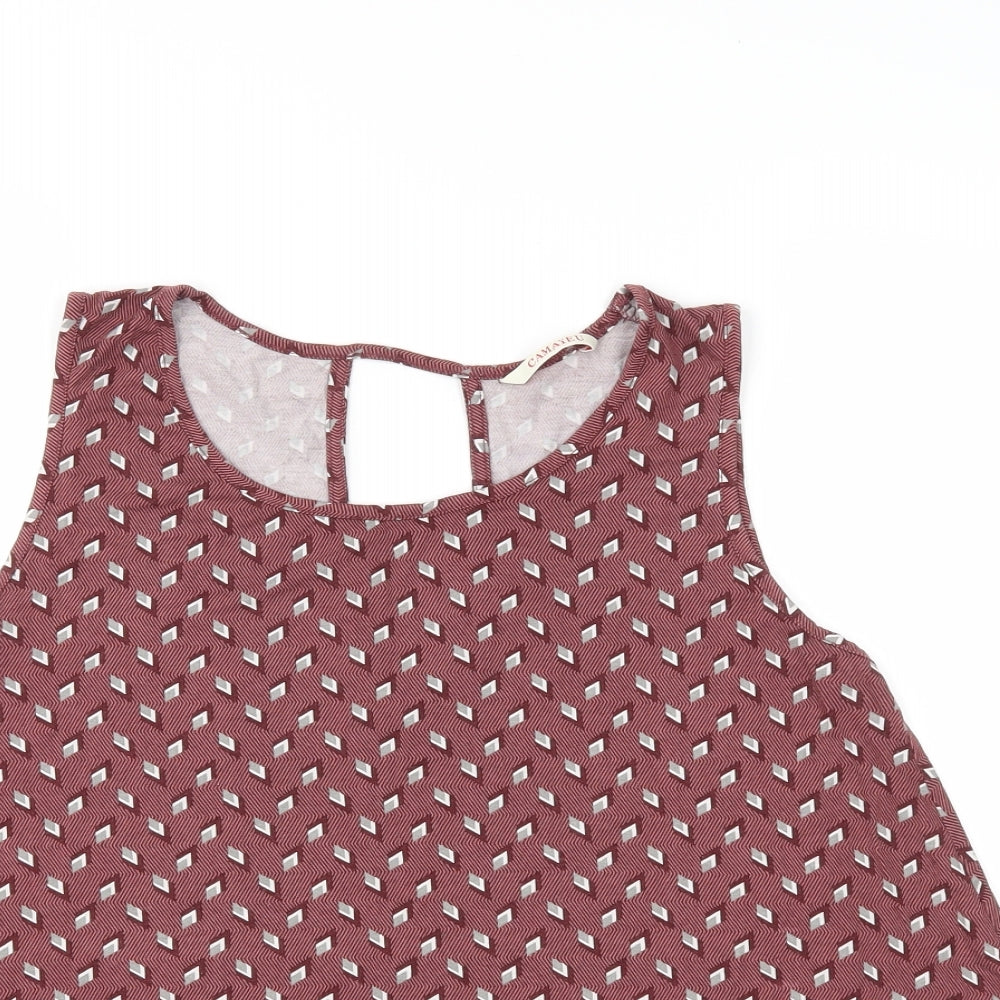 Camaieu Womens Brown Argyle/Diamond  Basic T-Shirt Size M