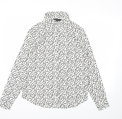 Brave Soul Womens White Polka Dot  Basic Blouse Size XS