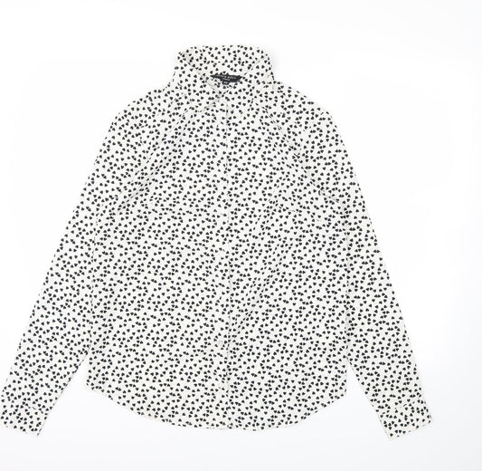 Brave Soul Womens White Polka Dot  Basic Blouse Size XS