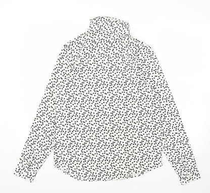 Brave Soul Womens White Polka Dot  Basic Blouse Size XS