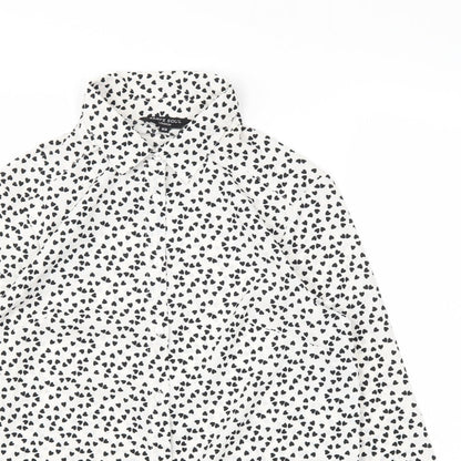 Brave Soul Womens White Polka Dot  Basic Blouse Size XS