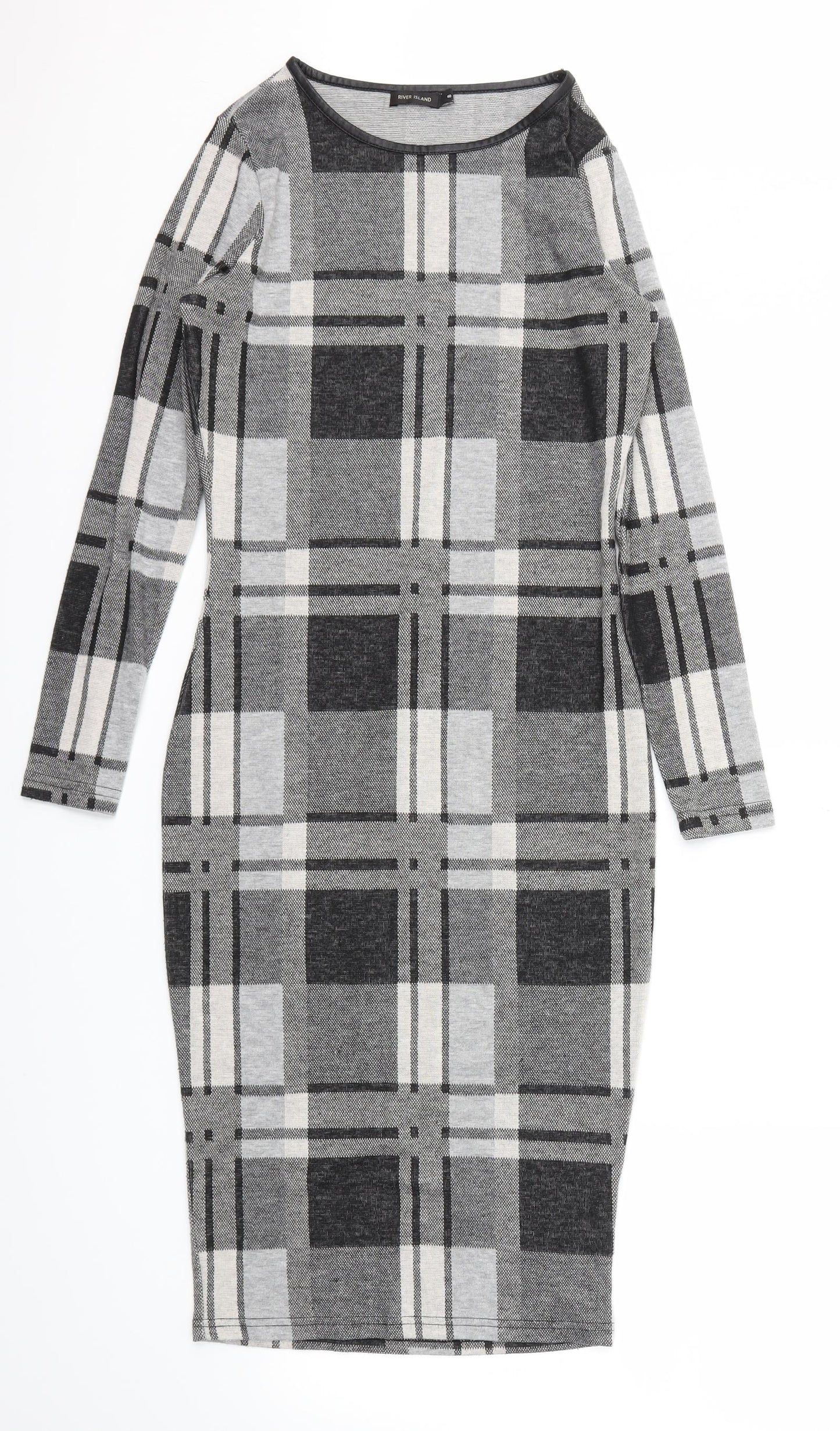 River Island Womens Grey Check  A-Line  Size 8