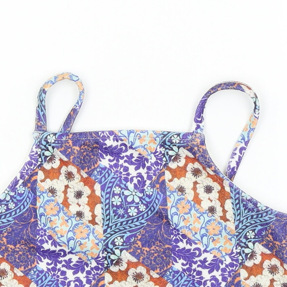 Topshop Womens Multicoloured Floral  Basic T-Shirt Size 4
