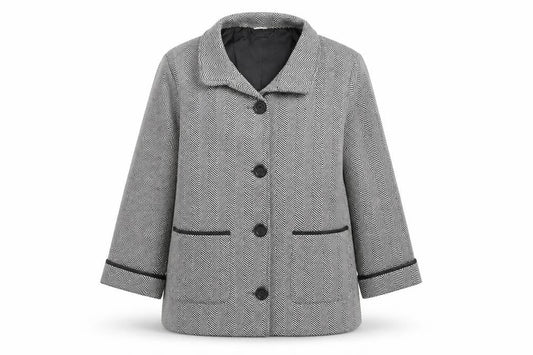 Anne De Lancay Womens Black Geometric  Jacket  Size 46