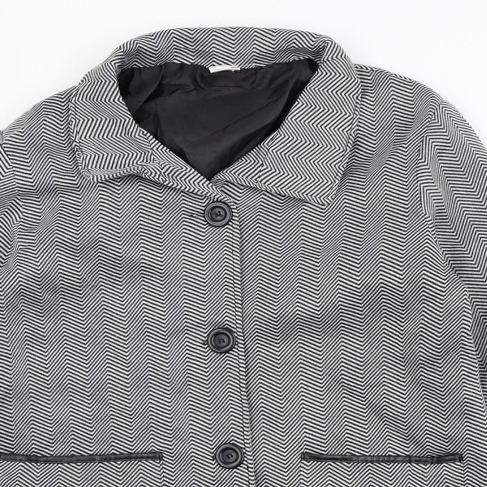 Anne De Lancay Womens Black Geometric  Jacket  Size 46