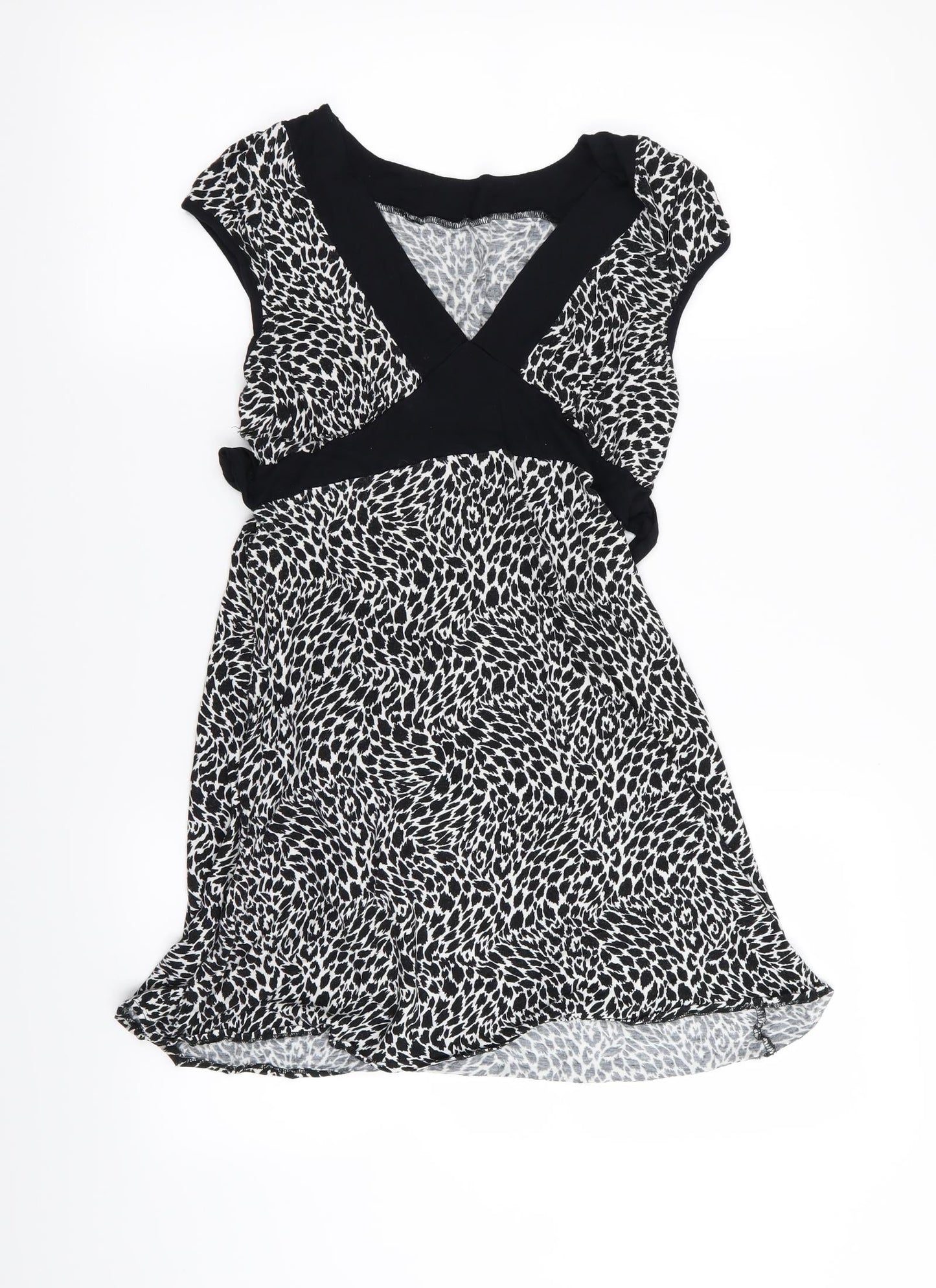 Preworn Womens Black Geometric  T-Shirt Dress  Size 10