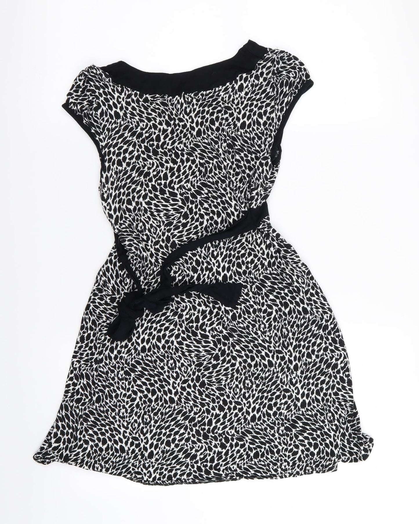 Preworn Womens Black Geometric  T-Shirt Dress  Size 10