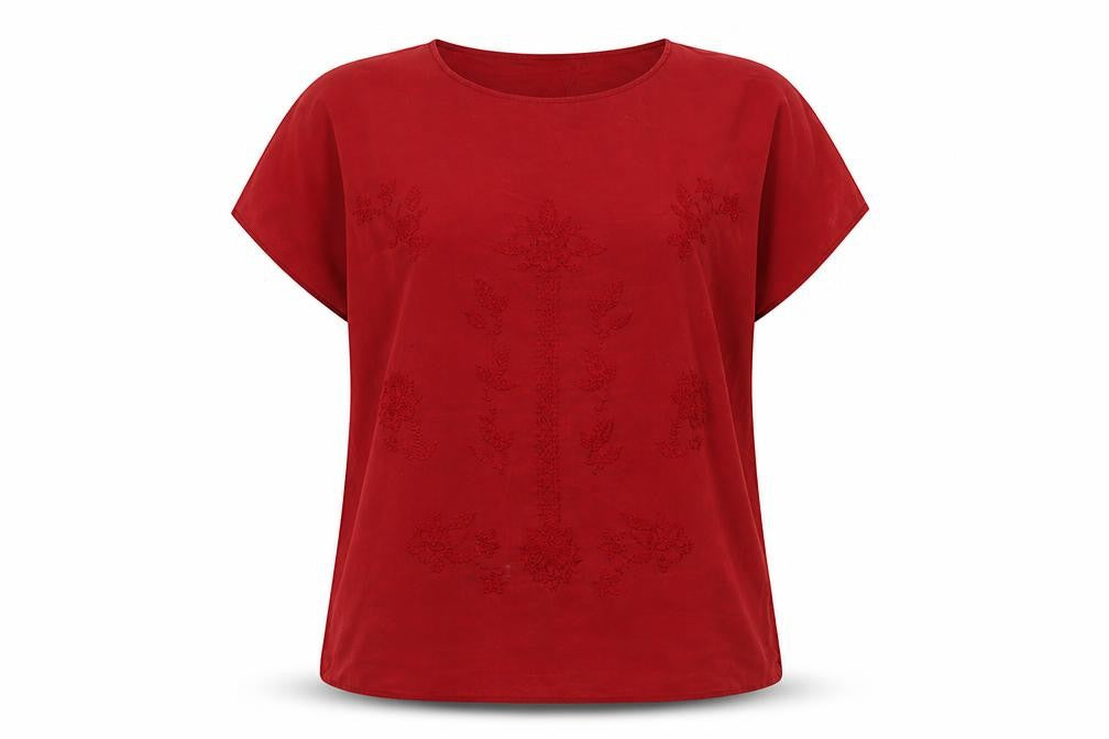 Per Una Womens Red Floral  Basic T-Shirt Size 12