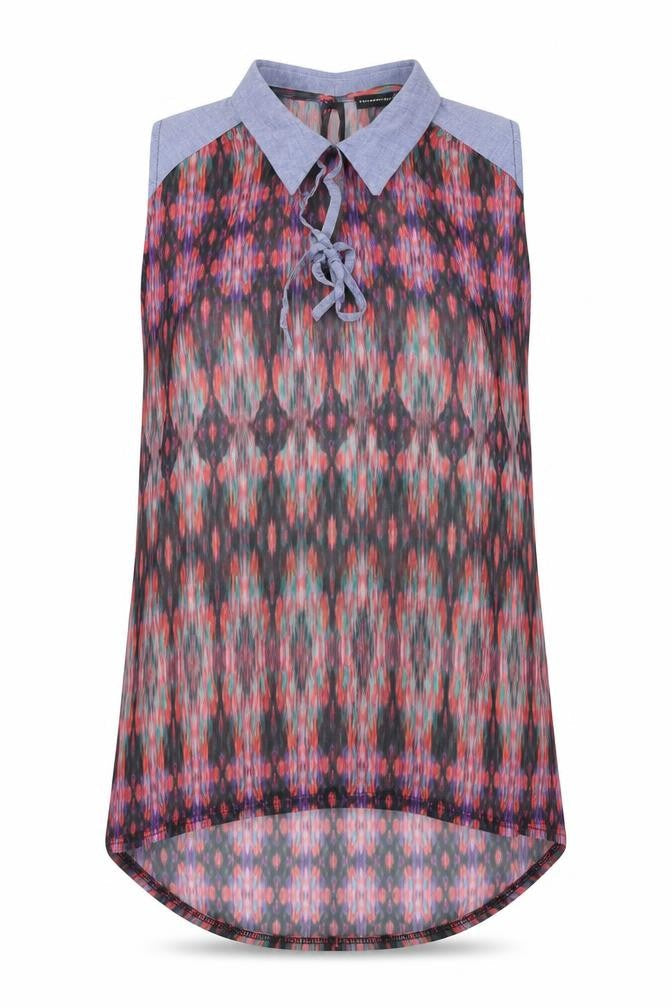 Primark Womens Multicoloured Geometric Rayon Basic Blouse Size 10