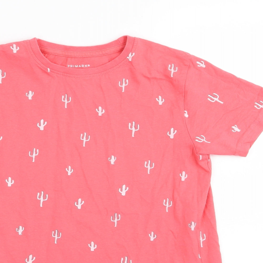 Primark Girls Pink Floral  Basic T-Shirt Size 10-11 Years