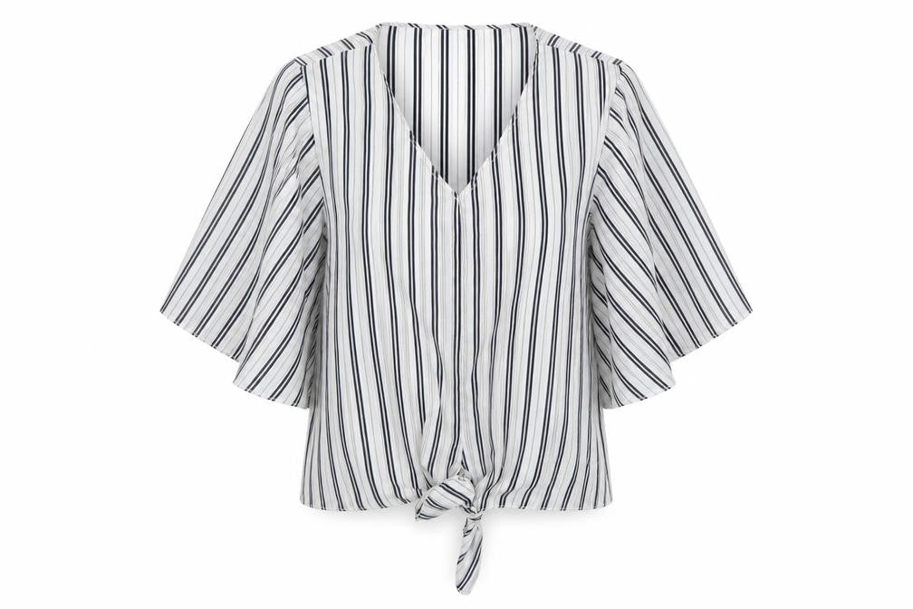 F&F Womens White Striped  Basic Blouse Size 10
