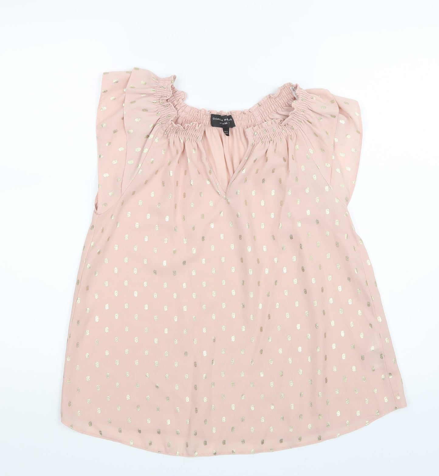 Dorothy Perkins Womens Pink Polka Dot Mesh Basic Blouse Size 8