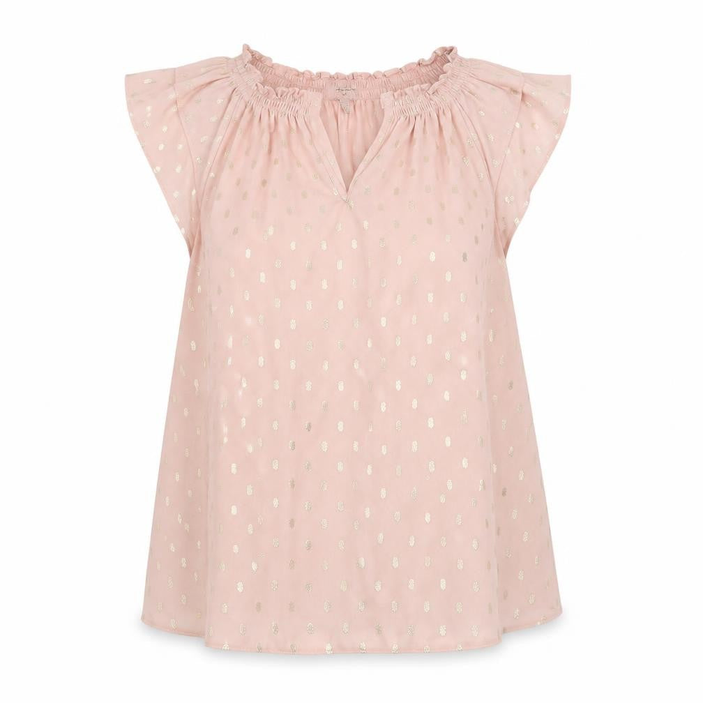 Dorothy Perkins Womens Pink Polka Dot Mesh Basic Blouse Size 8
