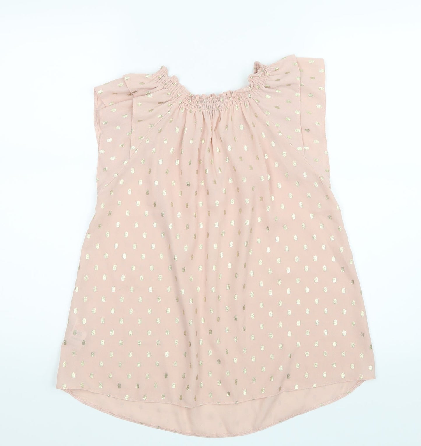 Dorothy Perkins Womens Pink Polka Dot Mesh Basic Blouse Size 8
