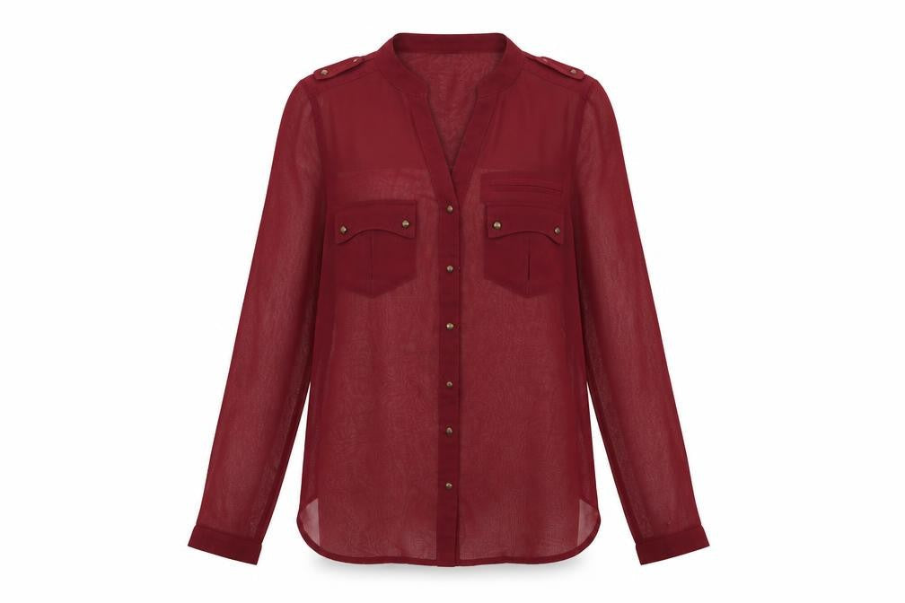 iNFLUENCE Womens Red   Basic Button-Up Size 10