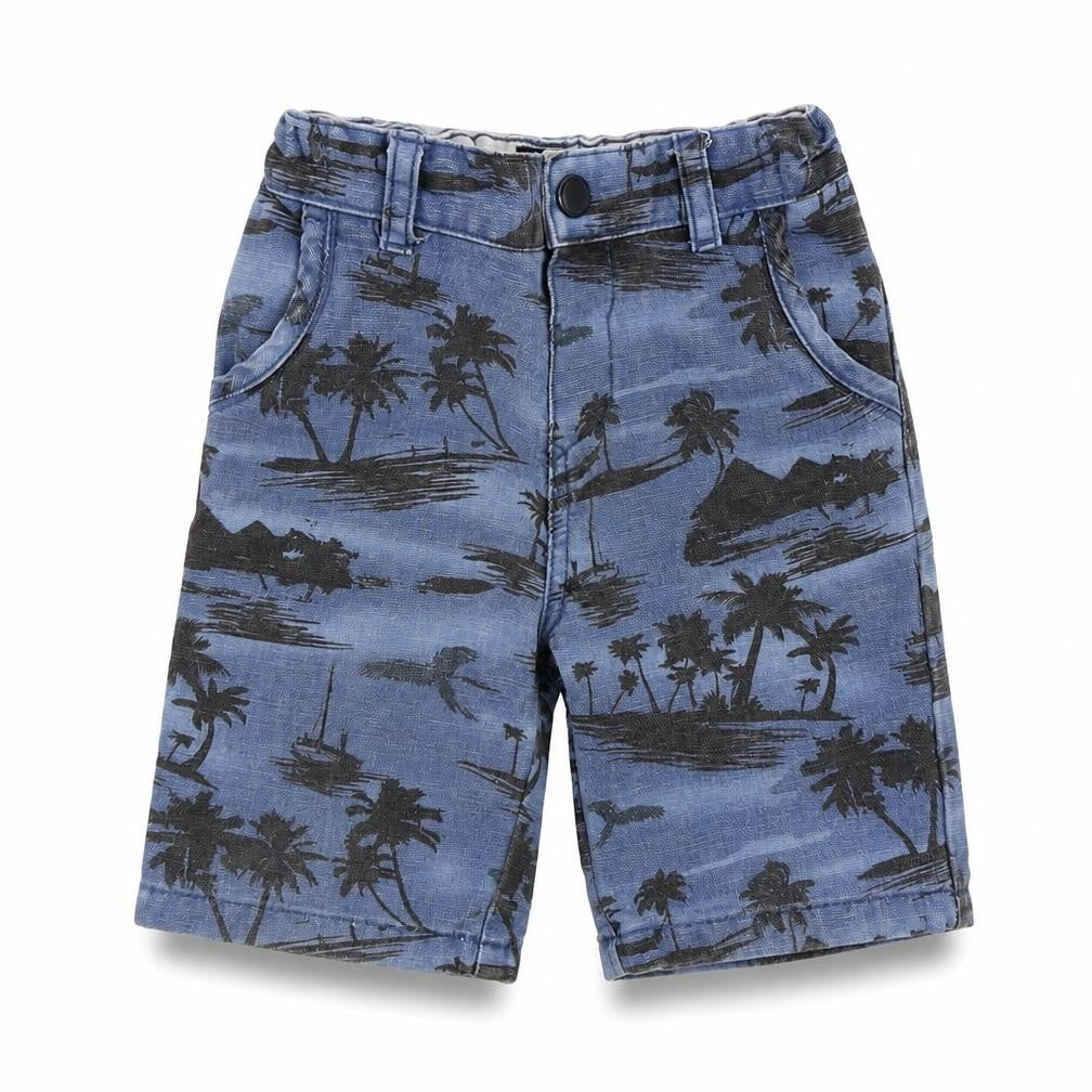 Denim & Co. Boys Blue Geometric  Cropped Trousers Size 18-24 Months