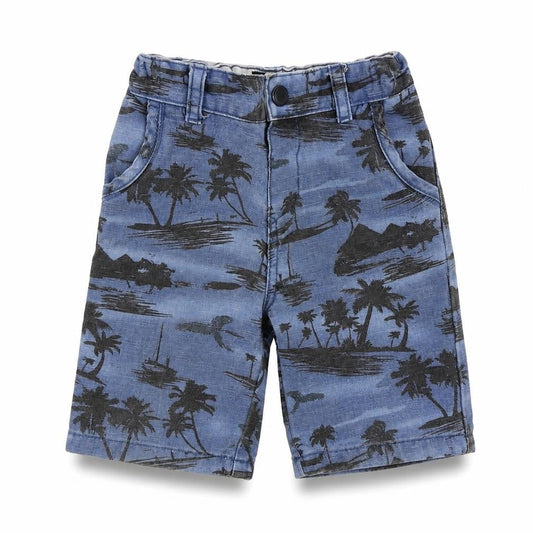 Denim & Co. Boys Blue Geometric  Cropped Trousers Size 18-24 Months