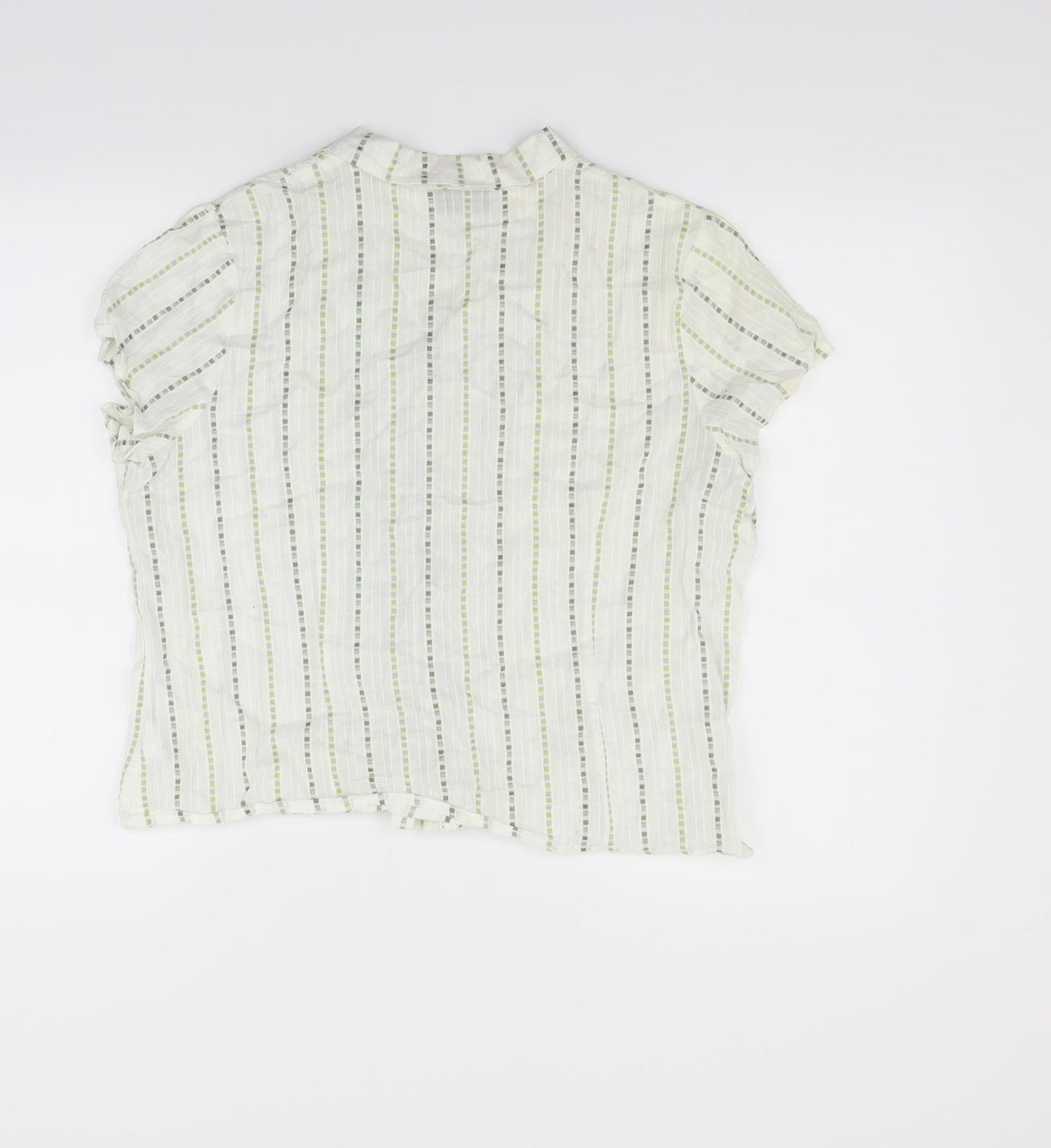 Alex & Co Womens White Striped  Basic Button-Up Size 18