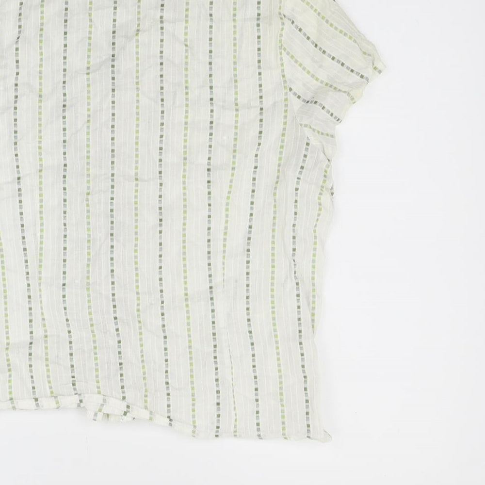 Alex & Co Womens White Striped  Basic Button-Up Size 18