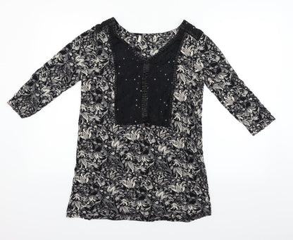 Next Womens Black Geometric  Fit & Flare  Size 10