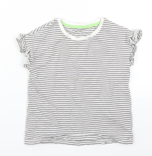 Marks and Spencer Girls Grey Striped  Basic T-Shirt Size 4-5 Years