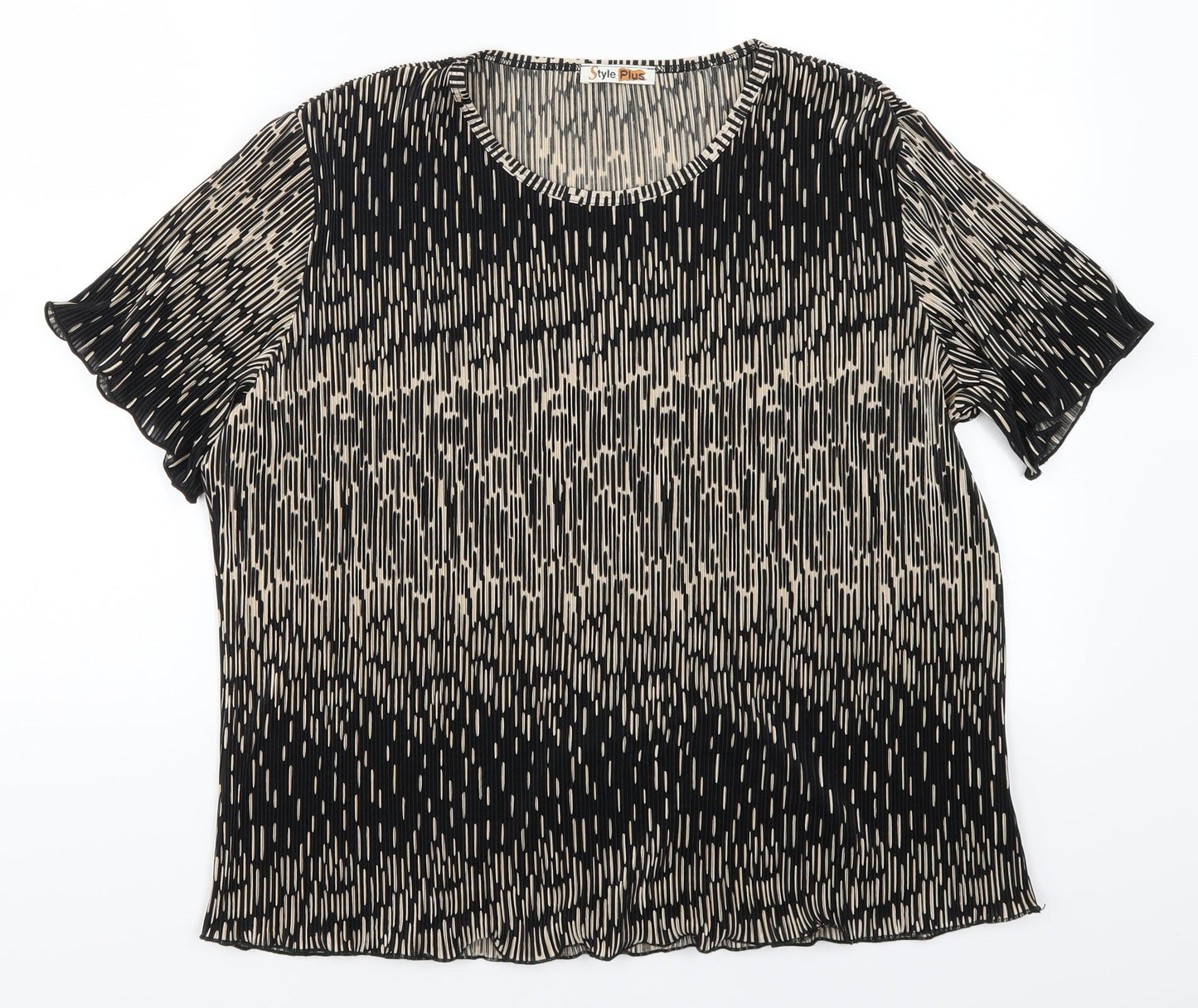 Style plus Womens Beige Geometric  Basic T-Shirt Size XL