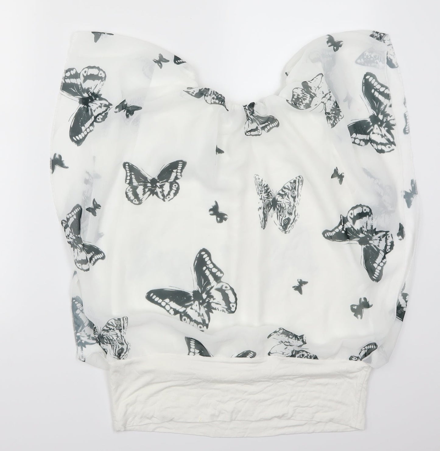 Juliet Womens White   Basic Blouse Size L  - Butterflies