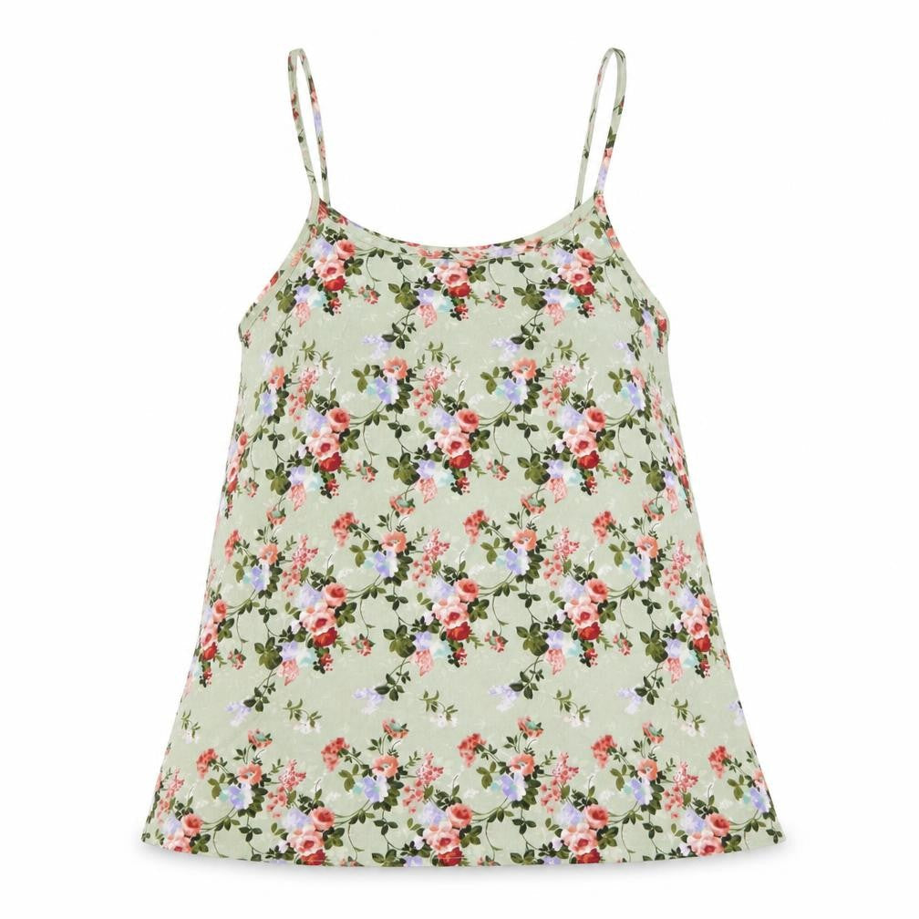 Peacocks Womens Green Floral  Basic Tank Size 8