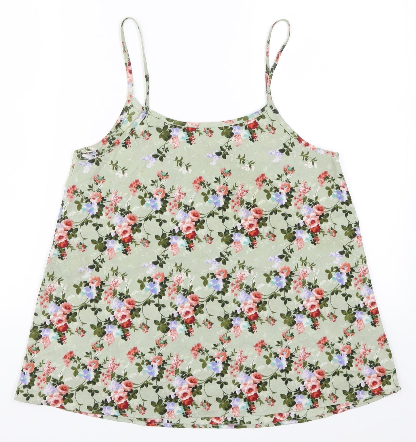 Peacocks Womens Green Floral  Basic Tank Size 8