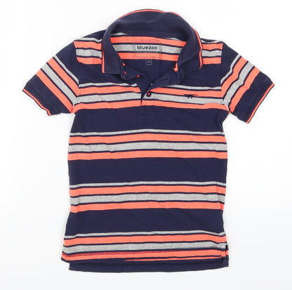Preloved Blue Zoo Boys Blue Striped  Basic Polo Size 5-6 Years  - Pink - Front