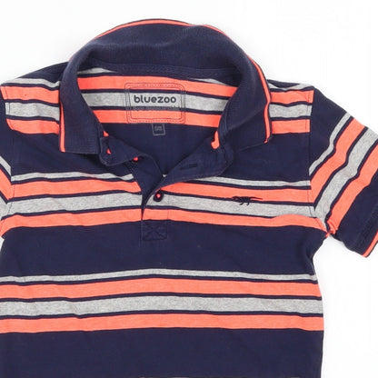 Preloved Blue Zoo Boys Blue Striped  Basic Polo Size 5-6 Years  - Pink - Detail
