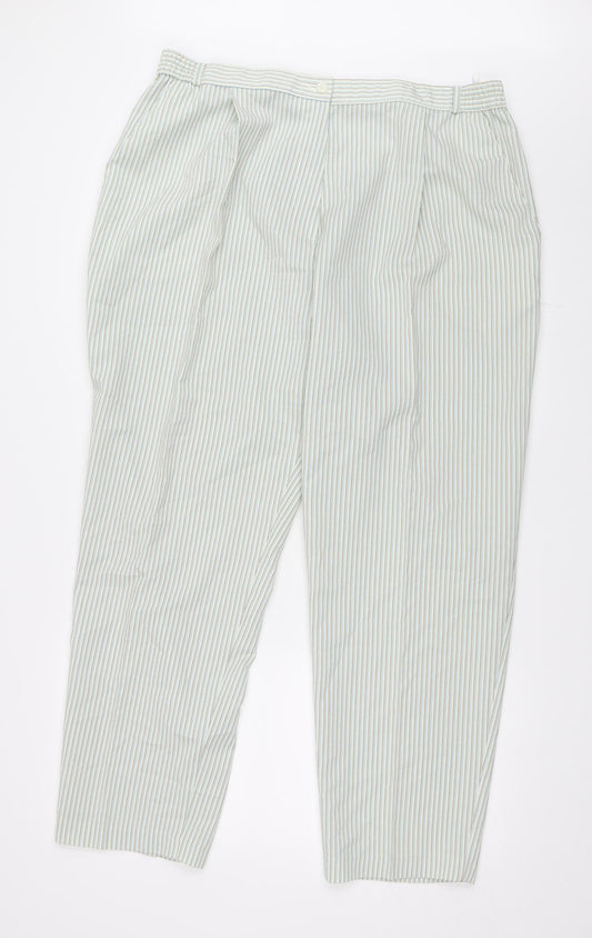 Marks and Spencer Womens Green Striped  Capri Trousers Size 20 L28.5 in