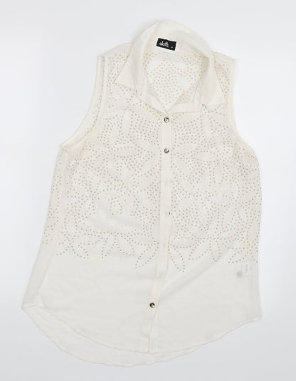 Preloved Dotti Womens White   Basic Button-Up Size 10 - Front