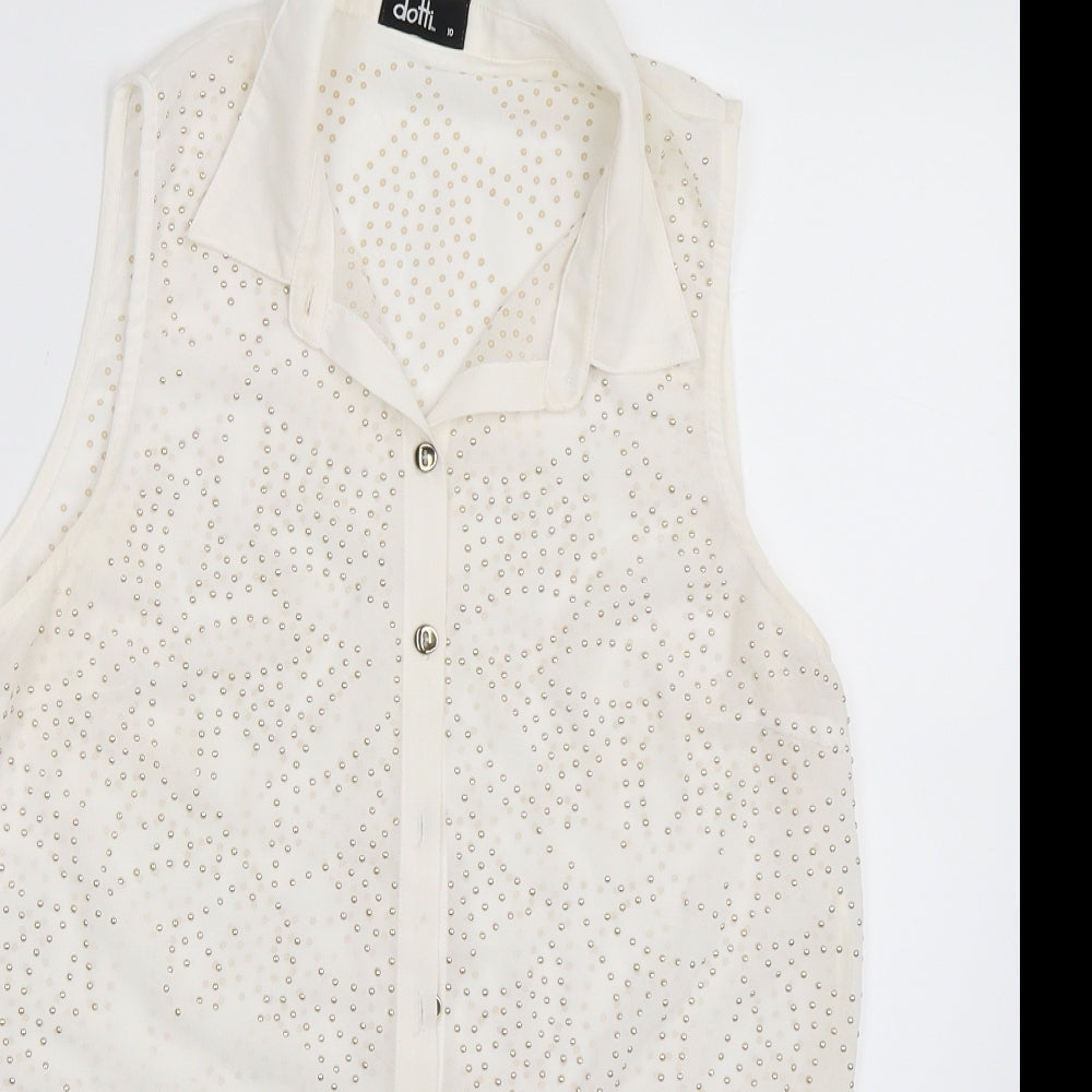 Dotti Womens White   Basic Button-Up Size 10