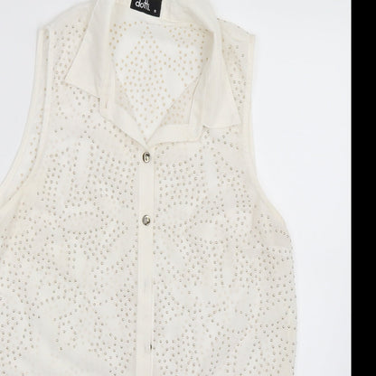 Preloved Dotti Womens White   Basic Button-Up Size 10 - Detail